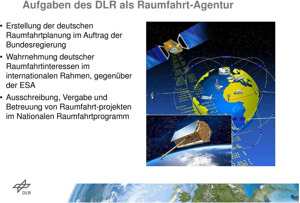Raumfahrtinteressen im internationalen Rahmen, gegenüber der ESA