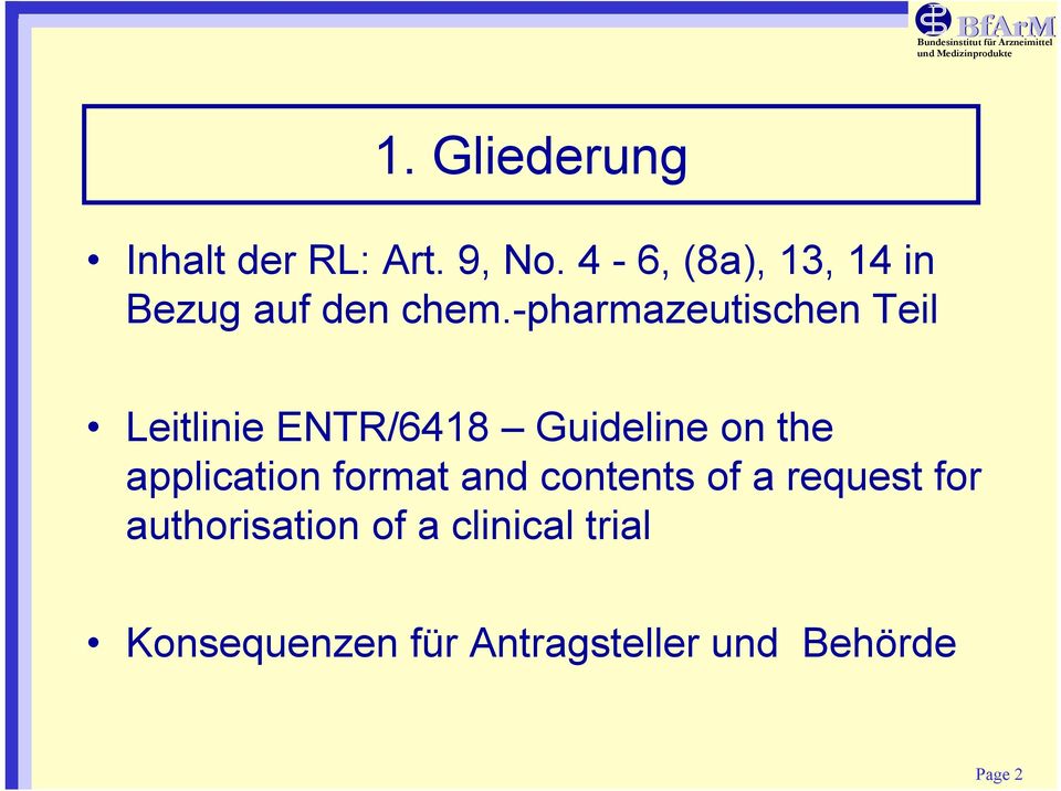 -pharmazeutischen Teil Leitlinie ENTR/6418 Guideline on the
