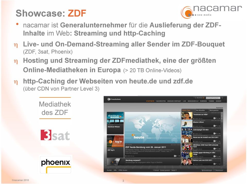 Hosting und Streaming der ZDFmediathek, eine der größten Online-Mediatheken in Europa (> 20 TB