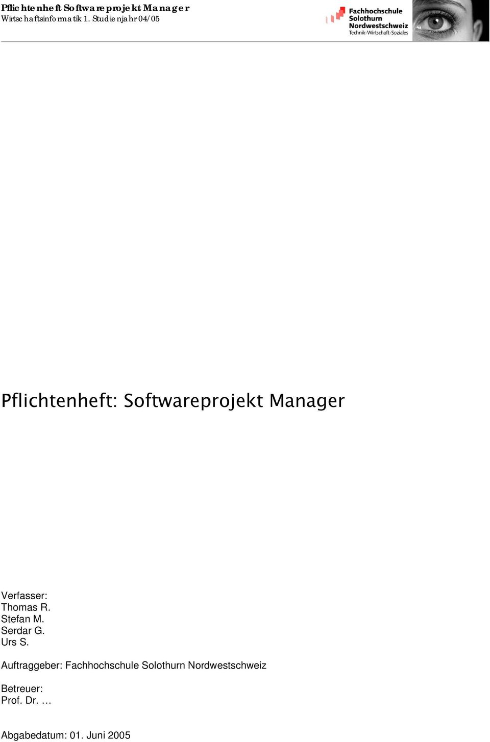 Pflichtenheft Softwareprojekt Manager Pdf Kostenfreier Download
