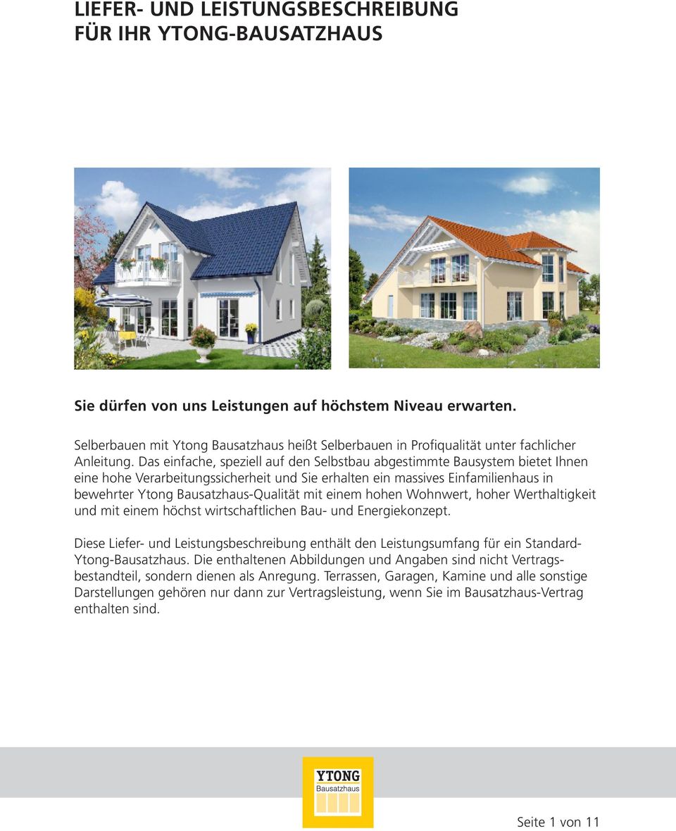 Liefer Und Leistungsbeschreibung Fur Ihr Ytong Bausatzhaus Pdf Free Download