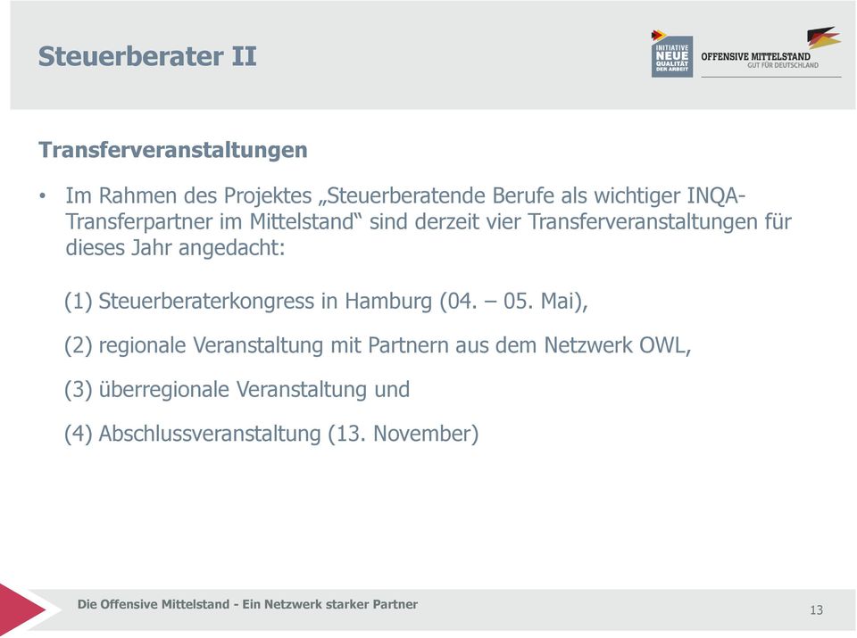 Jahr angedacht: (1) Steuerberaterkongress in Hamburg (04. 05.