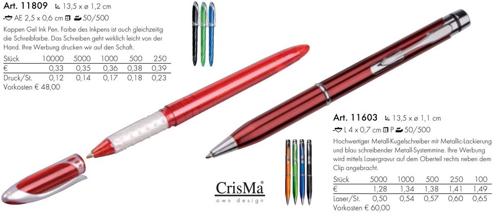 Metallkugelschreiber mit Individueller Laser Gravur 50-500 Stük 7 Farben Werbung 