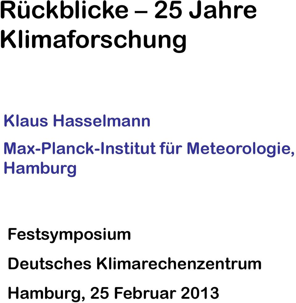 Meteorologie, Hamburg Festsymposium