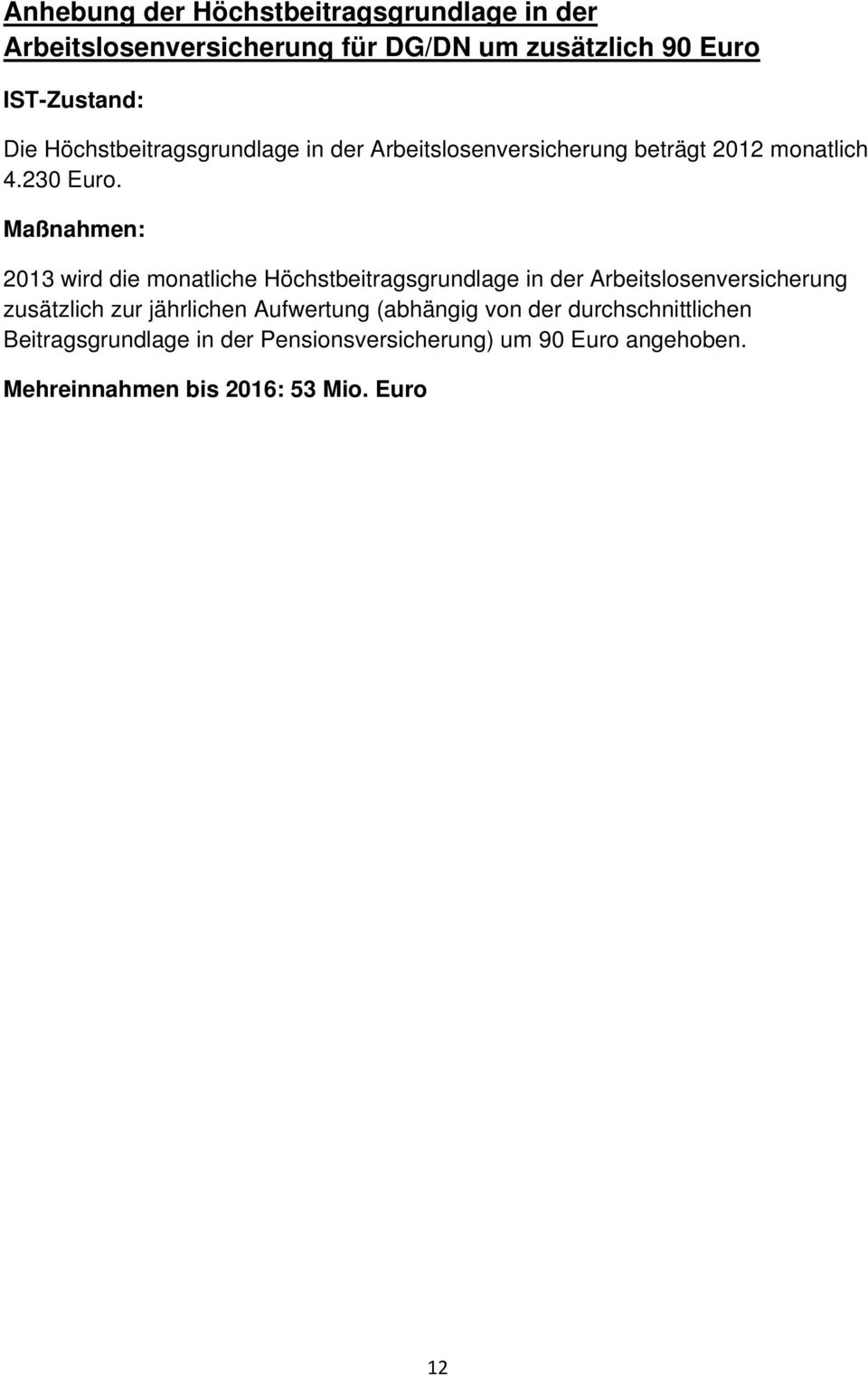 2013 wird die monatliche Höchstbeitragsgrundlage in der Arbeitslosenversicherung zusätzlich zur jährlichen