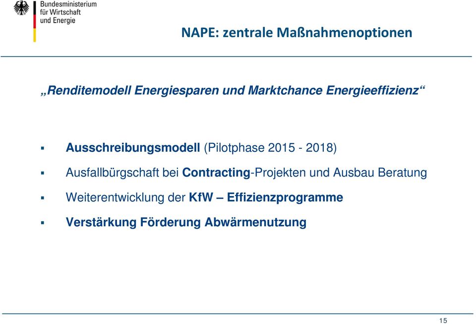 2015-2018) Ausfallbürgschaft bei Contracting-Projekten und Ausbau