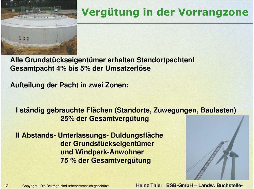 (Standorte, Zuwegungen, Baulasten) 25% der Gesamtvergütung II Abstands- Unterlassungs- Duldungsfläche der