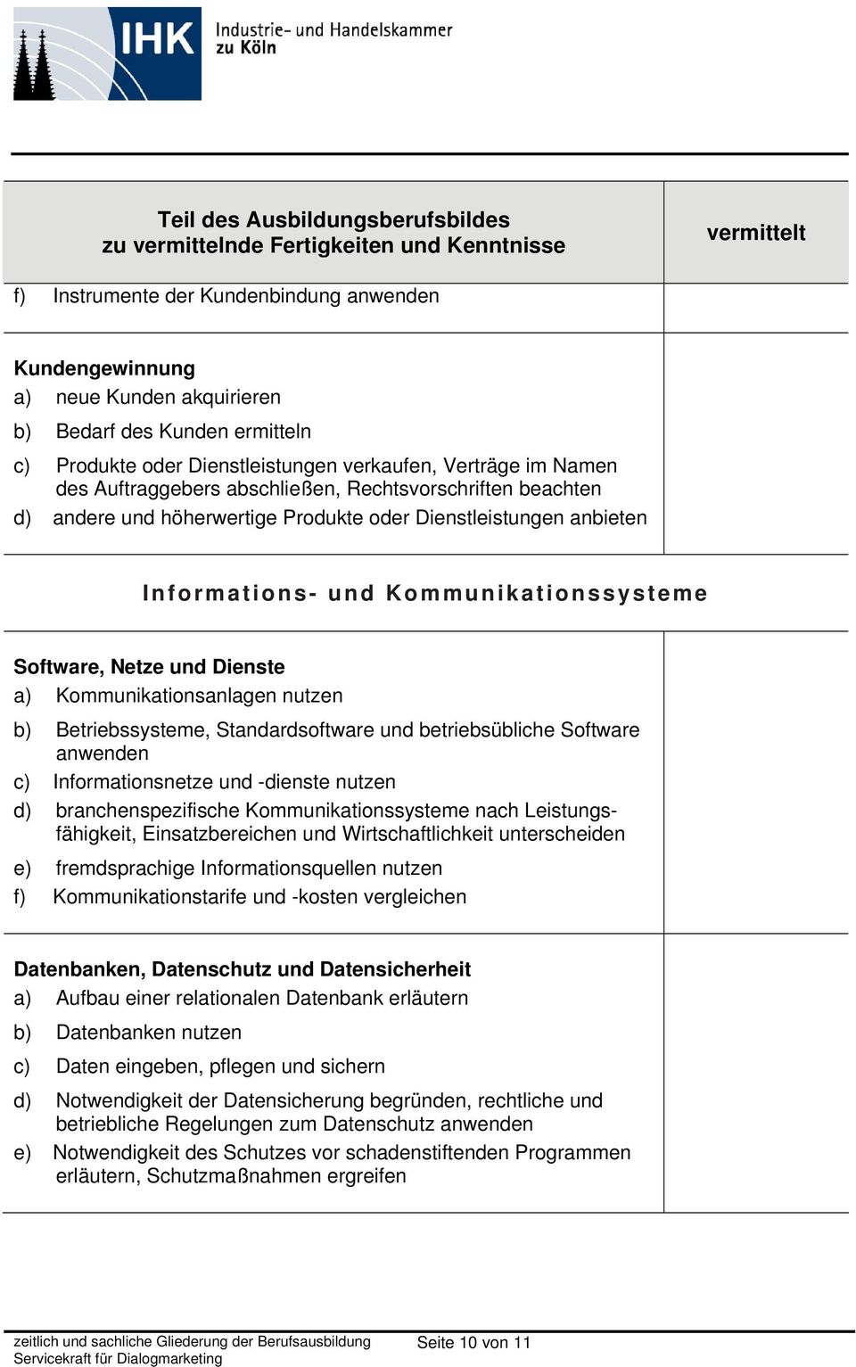 und Dienste a) Kommunikationsanlagen nutzen b) Betriebssysteme, Standardsoftware und betriebsübliche Software anwenden c) Informationsnetze und -dienste nutzen d) branchenspezifische