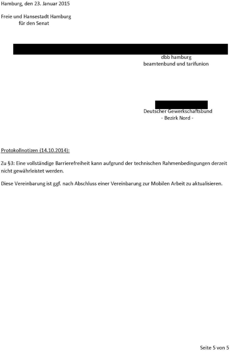 Gewerkschaftsbund - Bezirk Nord - Protokollnotizen (14.10.