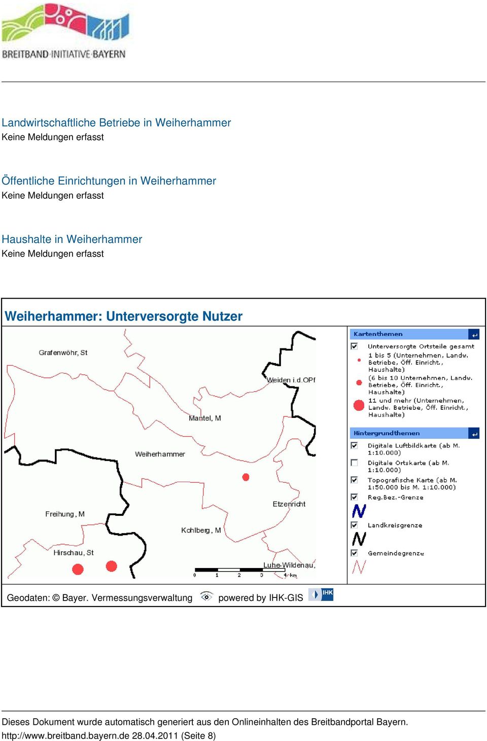 Weiherhammer: Unterversorgte Nutzer Geodaten: Bayer.