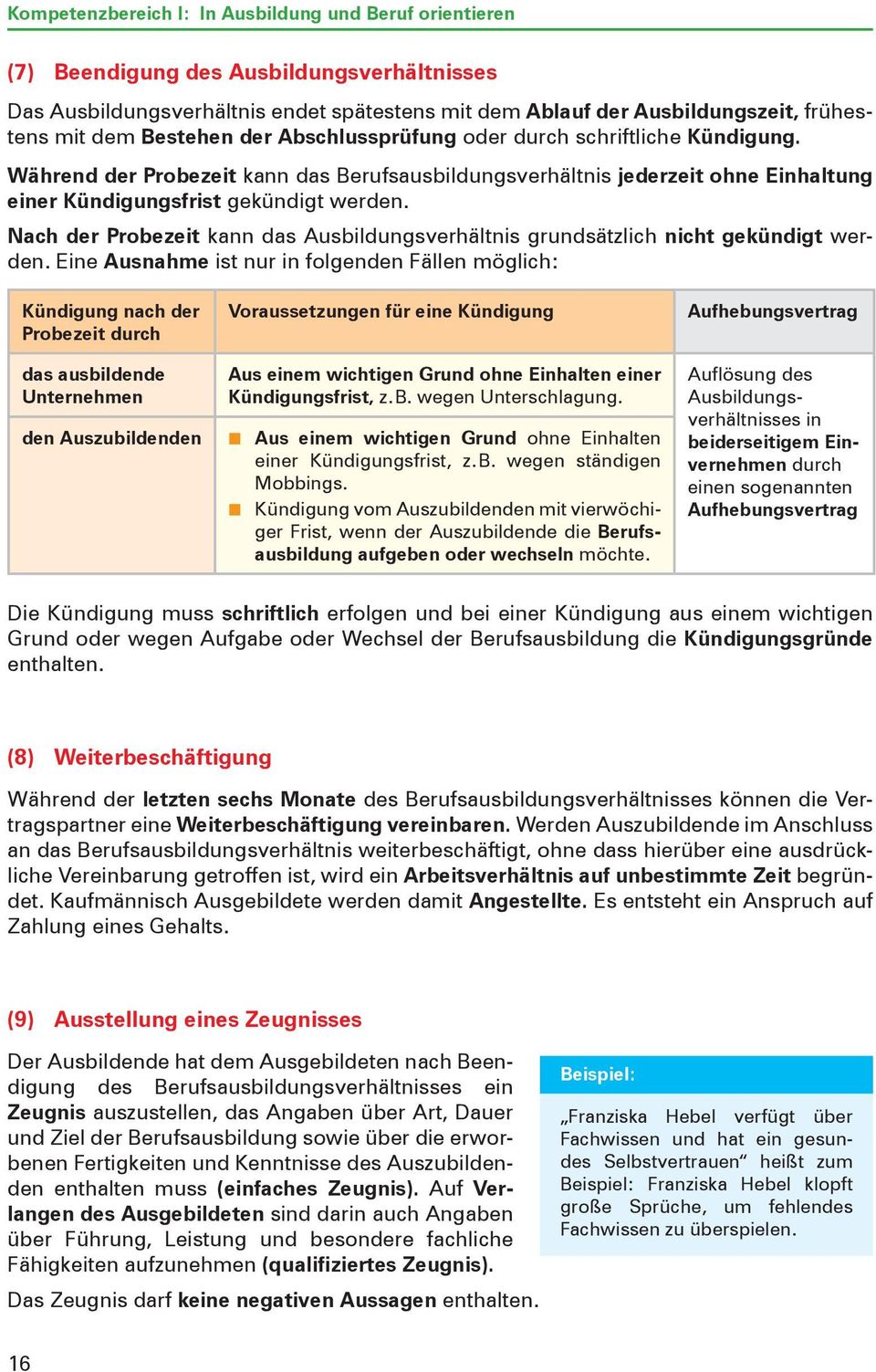 Nach der Probezeit kann das Ausbildungsverhältnis grundsätzlich nicht gekündigt werden.