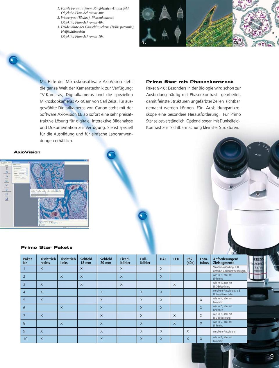 Mit Hilfe der Mikroskopsoftware AxioVision steht die ganze Welt der Kameratechnik zur Verfügung: TV-Kameras, Digitalkameras und die speziellen Mikroskopkameras AxioCam von Carl Zeiss.