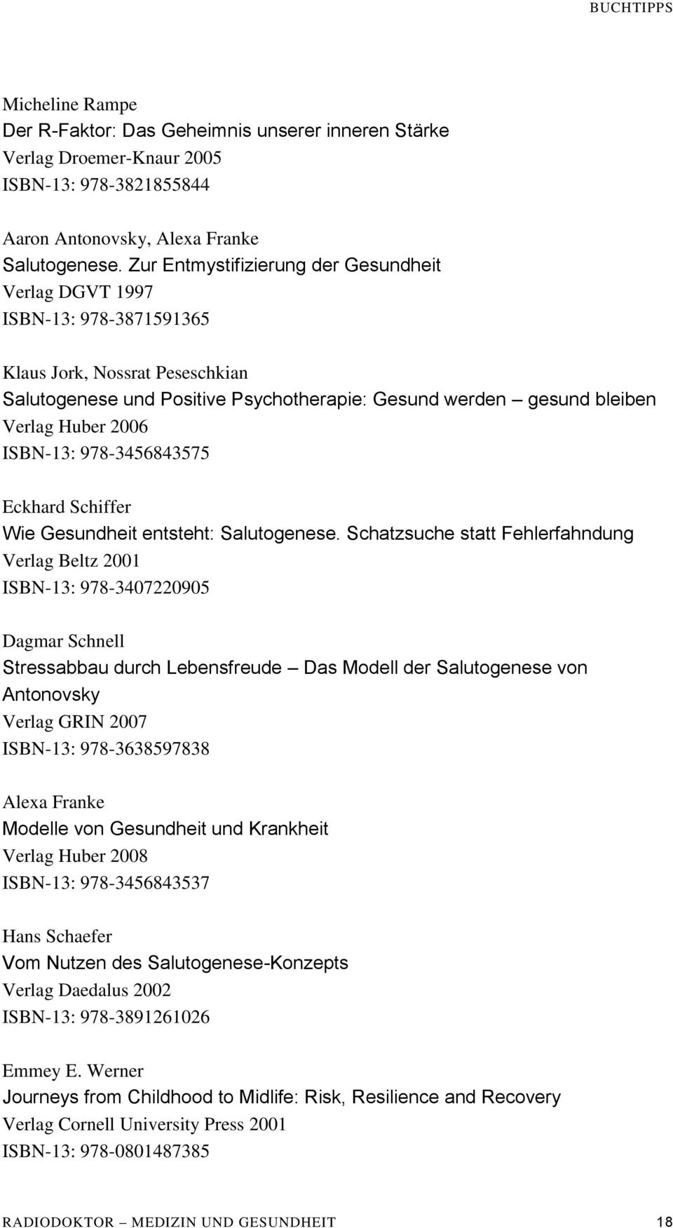 ISBN-13: 978-3456843575 Eckhard Schiffer Wie Gesundheit entsteht: Salutogenese.
