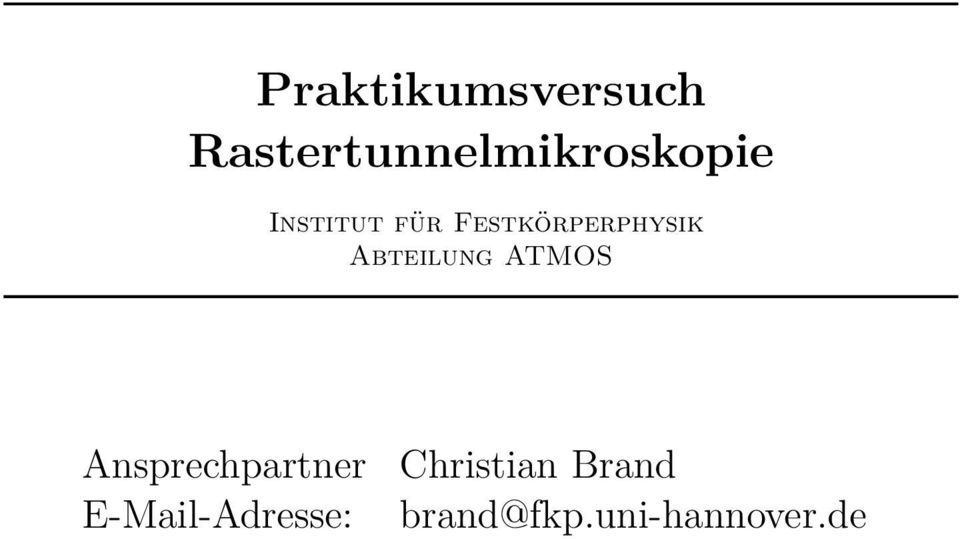 Festkörperphysik Abteilung ATMOS