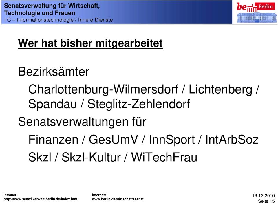 Steglitz-Zehlendorf Senatsverwaltungen für Finanzen /