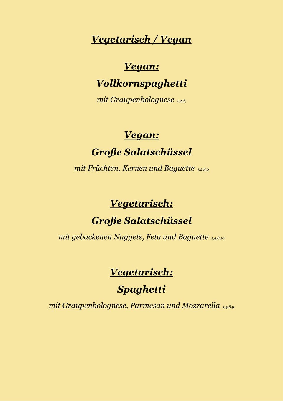 Vegetarisch: Große Salatschüssel mit gebackenen Nuggets, Feta und Baguette