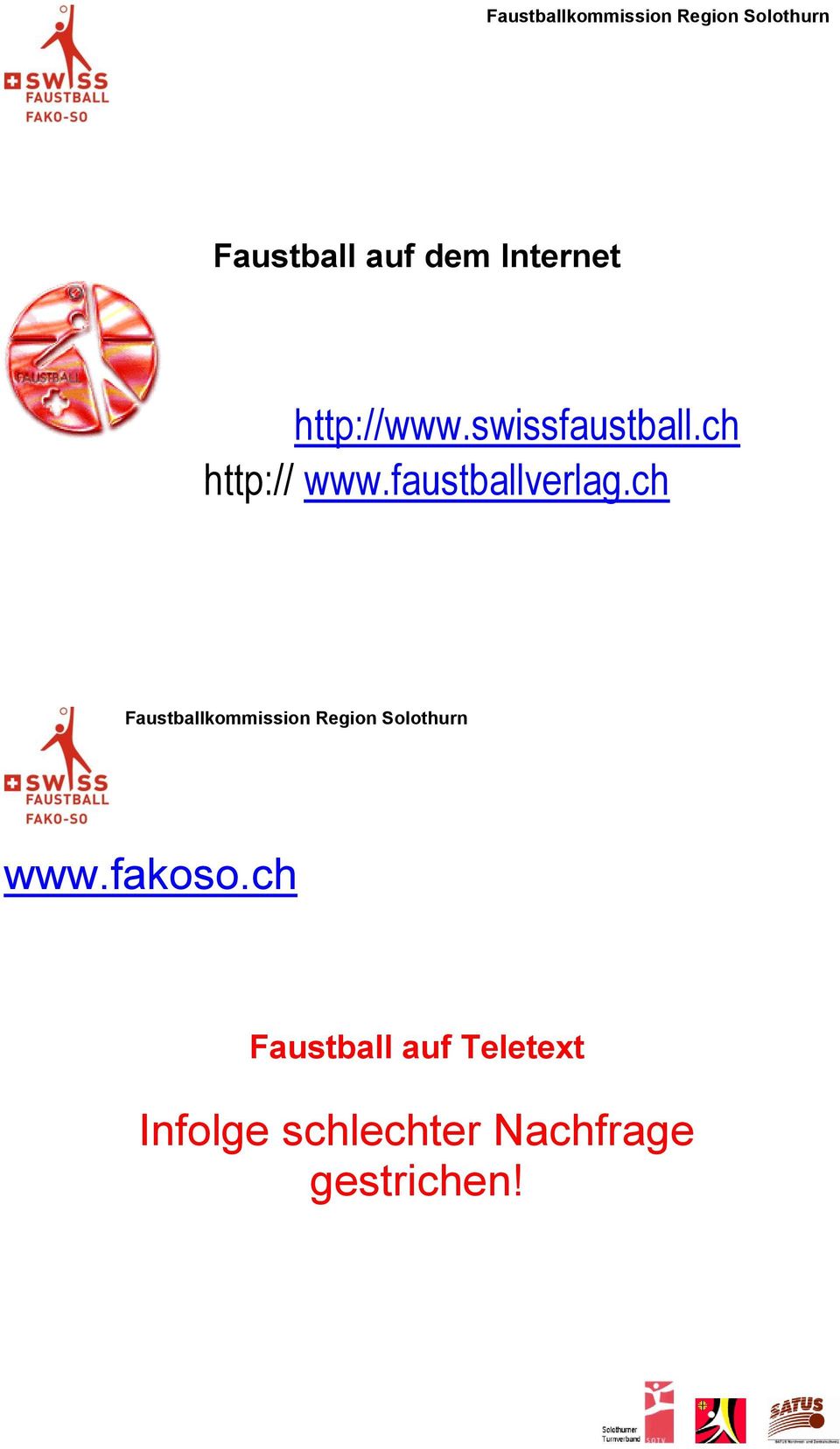 ch Faustballkommission Region Solothurn www.fakoso.