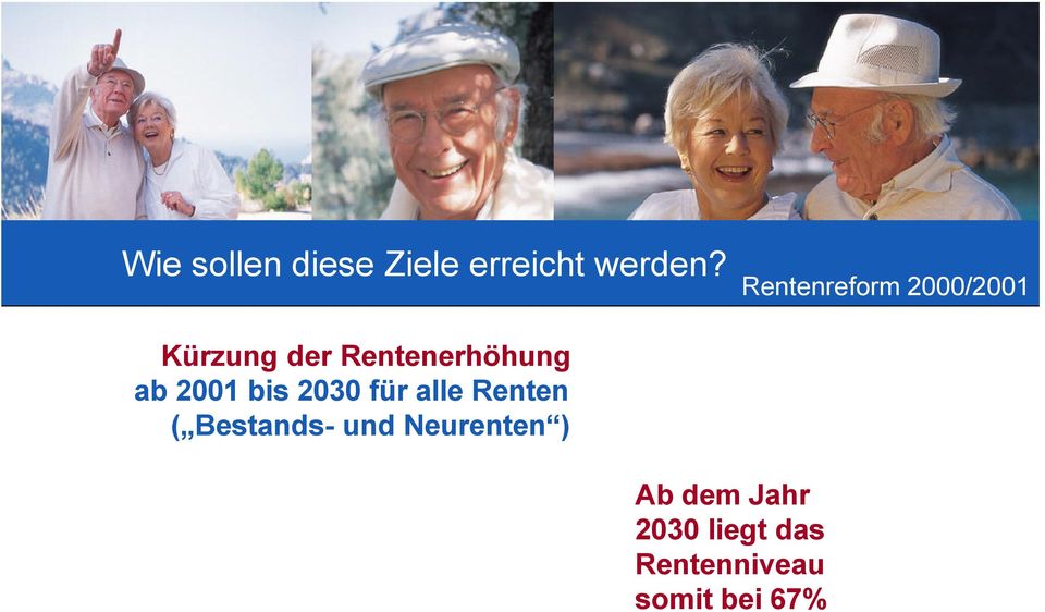 ab 2001 bis 2030 für alle Renten ( Bestands- und