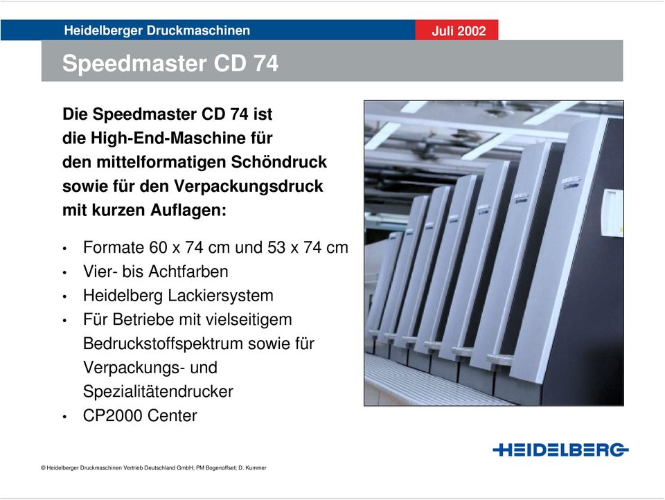 Formate 60 x 74 cm und 53 x 74 cm Vier- bis Achtfarben Heidelberg Lackiersystem Für