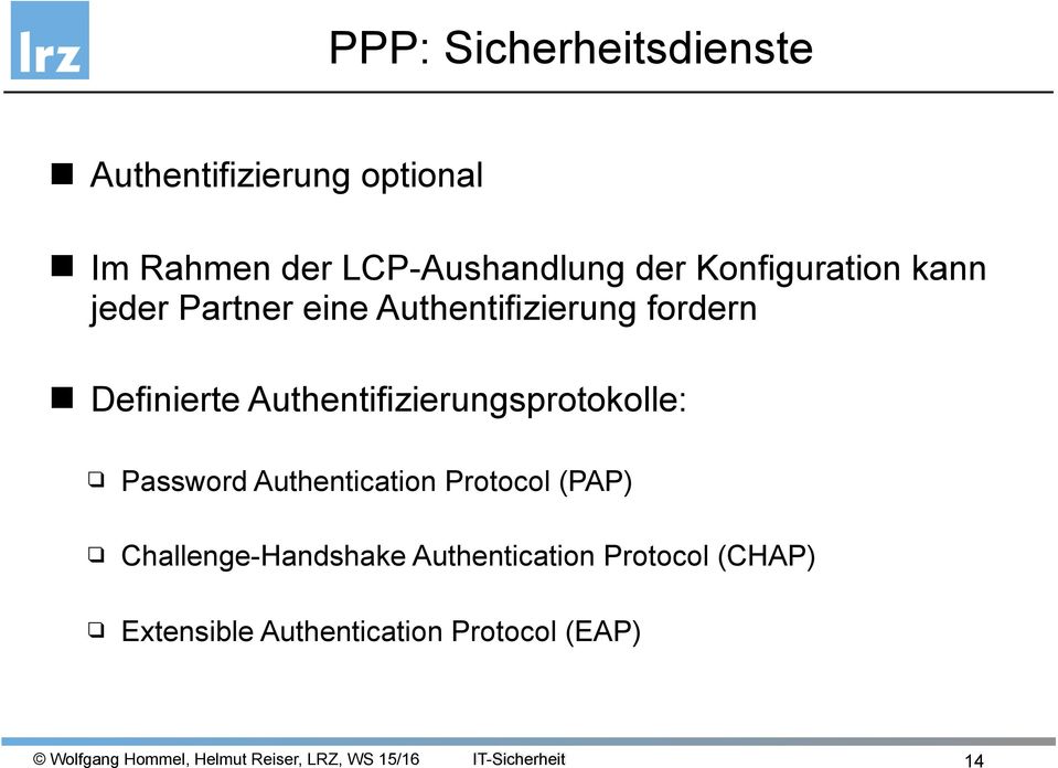 Authentifizierungsprotokolle: Password Authentication Protocol (PAP)