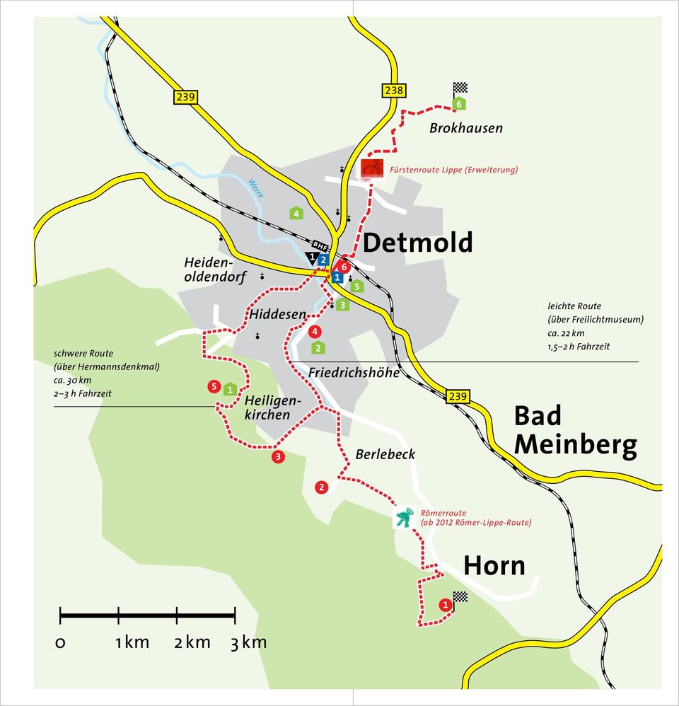 30 km 2 3 h Fahrzeit Hiddesen Heiligenkirchen Friedrichshöhe Berlebeck 239 leichte
