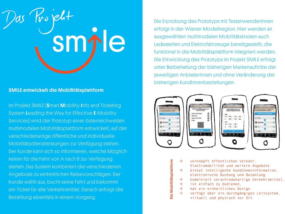 Die Entwicklung des Prototyps im Projekt SMILE erfolgt unter Beibehaltung der bisherigen Markenauftritte der jeweiligen AnbieterInnen und ohne Veränderung der bisherigen KundInnenbeziehungen.