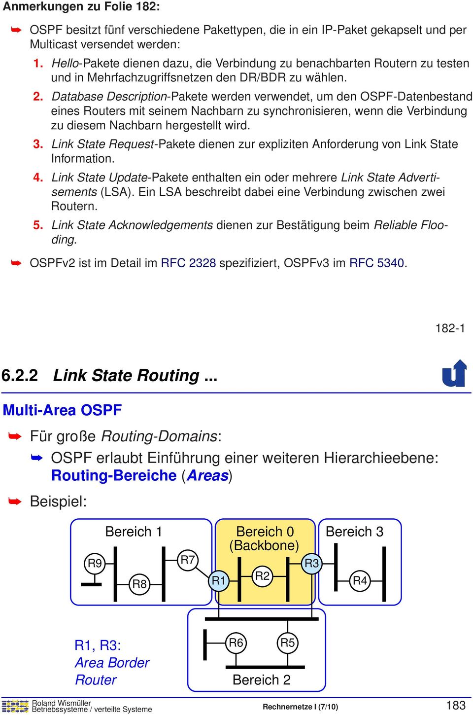 Database Description-Pakete werden verwendet, um den OSPF-Datenbestand eines Routers mit seinem Nachbarn zu synchronisieren, wenn die Verbindung zu diesem Nachbarn hergestellt wird. 3.