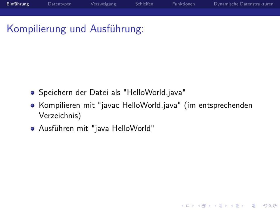 java" Kompilieren mit "javac HelloWorld.