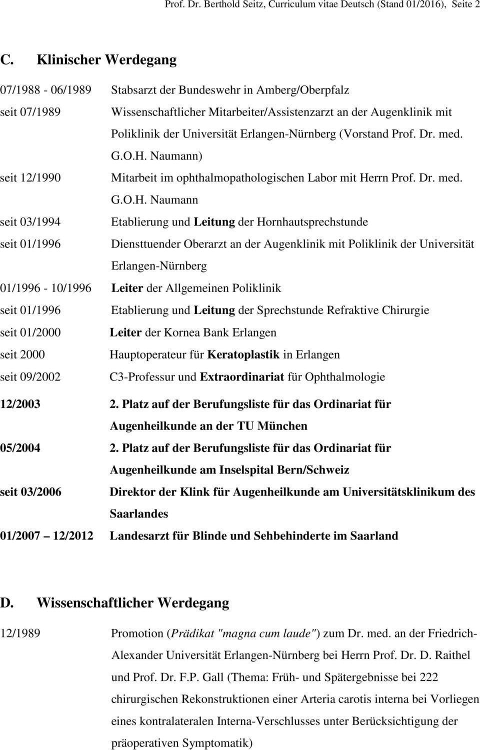 Erlangen-Nürnberg (Vorstand Prof. Dr. med. G.O.H.