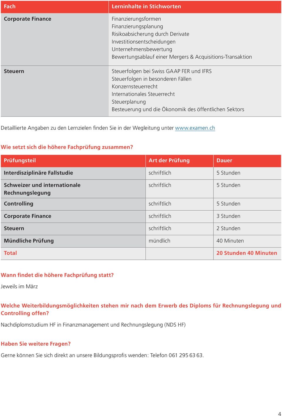 Ökonomik des öffentlichen Sektors Detaillierte Angaben zu den Lernzielen finden Sie in der Wegleitung unter www.examen.ch Wie setzt sich die höhere Fachprüfung zusammen?