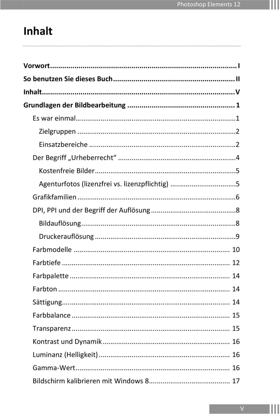 ..6 DPI, PPI und der Begriff der Auflösung...8 Bildauflösung...8 Druckerauflösung...9 Farbmodelle... 10 Farbtiefe... 12 Farbpalette... 14 Farbton.