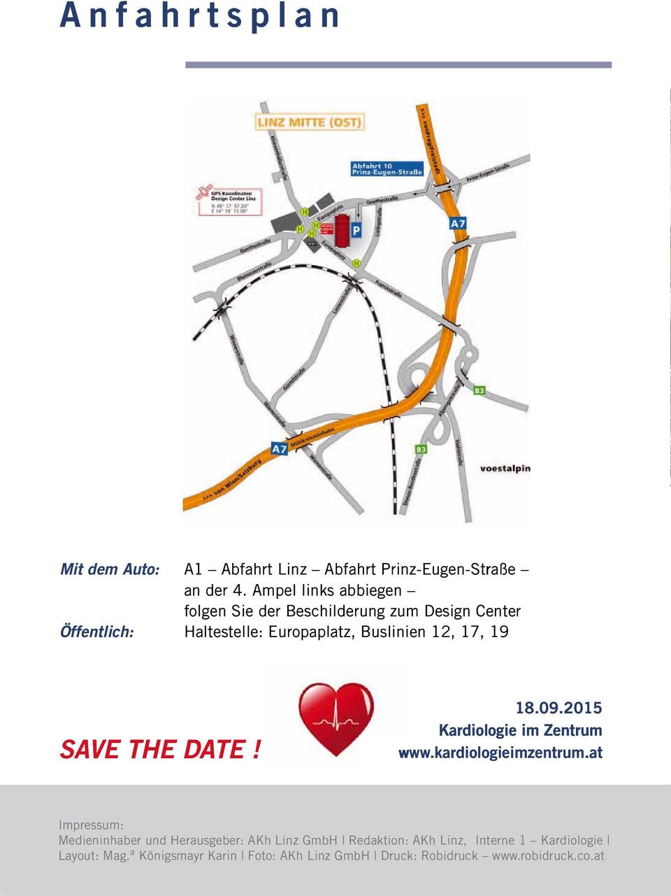 Buslinien 12, 17, 19 SAVE THE DATE! 18.09.2015 Kardiologie im Zentrum www.kardiologieimzentrum.