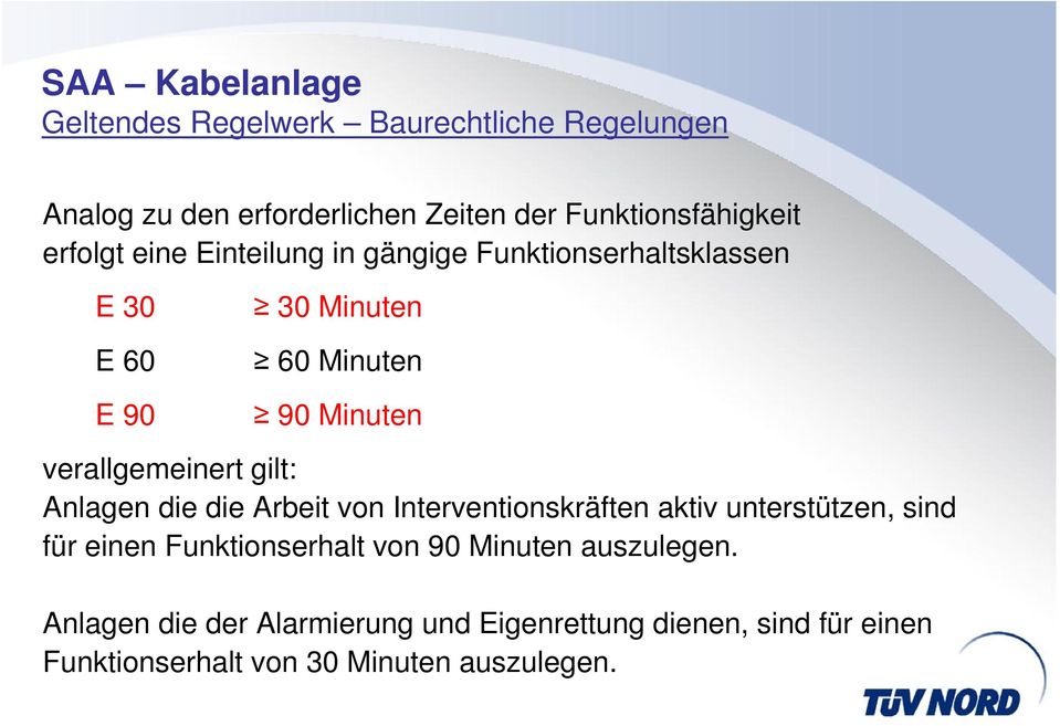 Anlagen die die Arbeit von Interventionskräften aktiv unterstützen, sind für einen Funktionserhalt von 90 Minuten