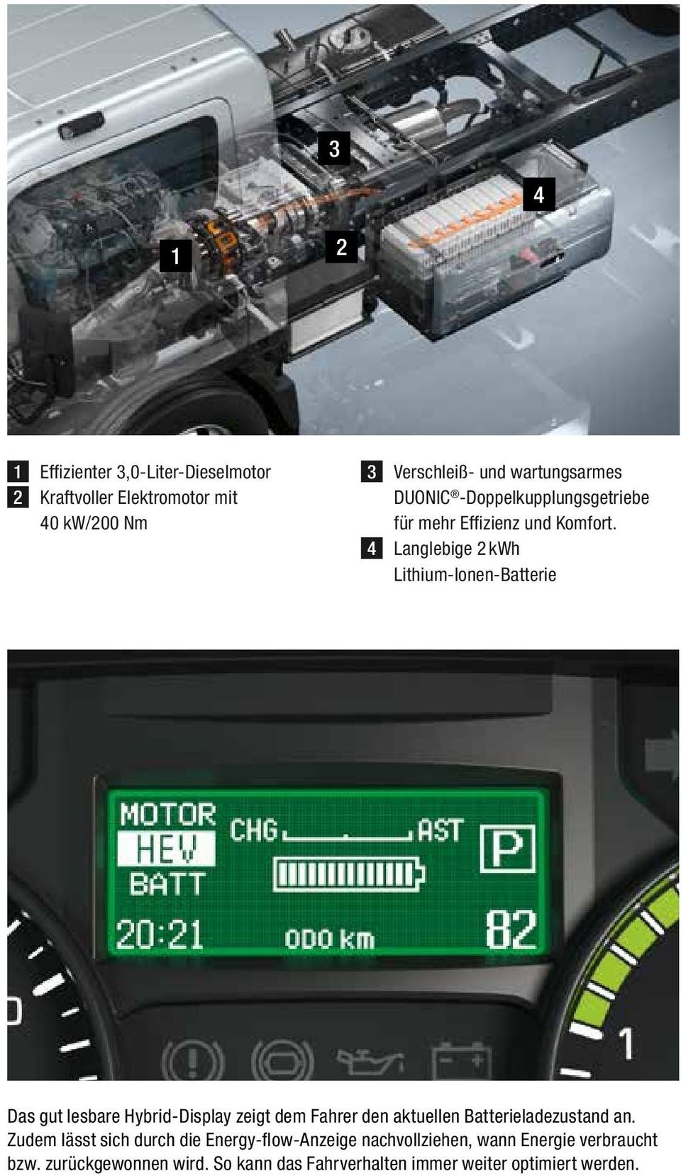 4 Langlebige 2 kwh Lithium-Ionen-Batterie Das gut lesbare Hybrid-Display zeigt dem Fahrer den aktuellen