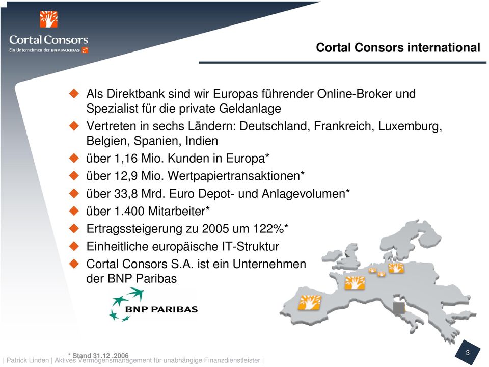 Kunden in Europa* über 12,9 Mio. Wertpapiertransaktionen* über 33,8 Mrd. Euro Depot- und Anlagevolumen* über 1.
