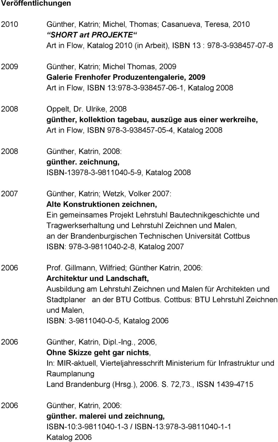 Ulrike, 2008 günther, kollektion tagebau, auszüge aus einer werkreihe, Art in Flow, ISBN 978-3-938457-05-4, Katalog 2008 2008 Günther, Katrin, 2008: günther.