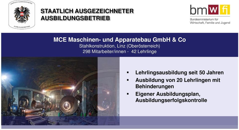 Lehrlingsausbildung seit 50 Jahren Ausbildung von 20 Lehrlingen