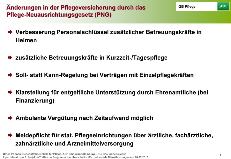 Einzelpflegekräften Klarstellung für entgeltliche Unterstützung durch Ehrenamtliche (bei Finanzierung) Ambulante Vergütung nach