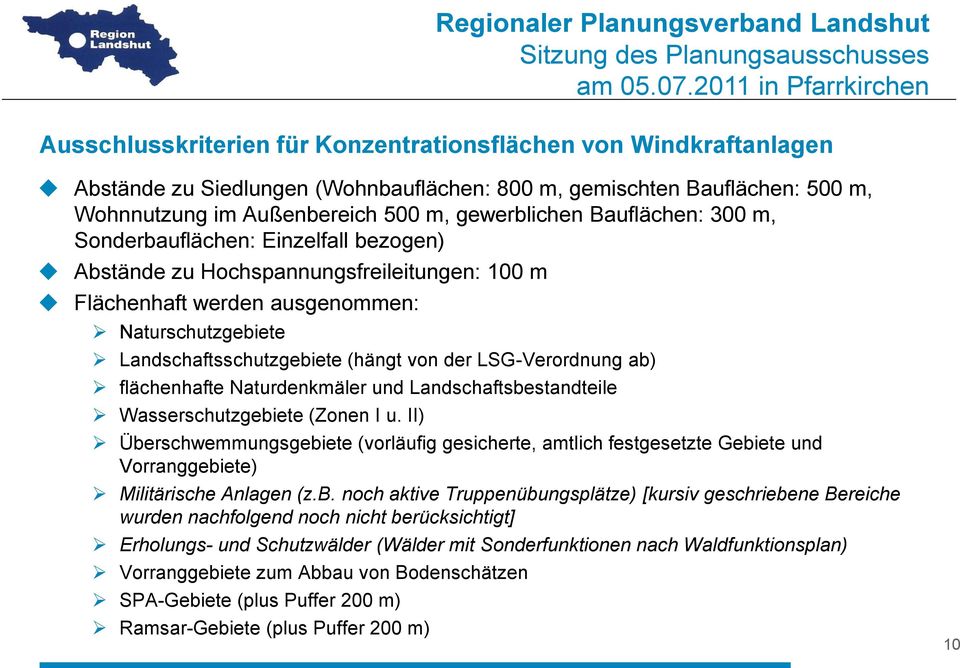 LSG-Verordnung ab) flächenhafte Naturdenkmäler und Landschaftsbestandteile Wasserschutzgebiete (Zonen I u.