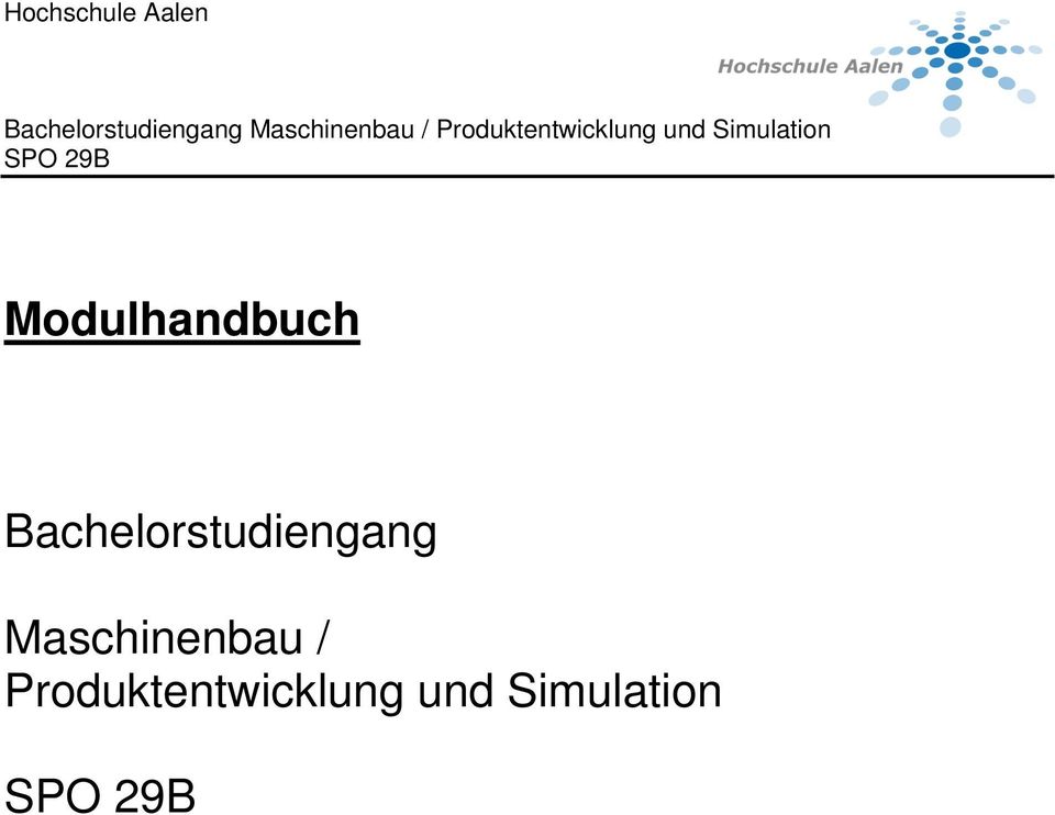 Simulation SPO 29B Modulhandbuch