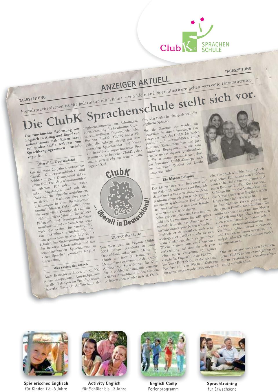 Überall in Deutschland Seit nunmehr 20 Jahren unterstützt ClubK Kindergartenkinder und Schüler in ganz Deutschland dabei, schon früh Fremdsprachenkenntnisse zu erlernen. Für jeden ist etwas dabei.
