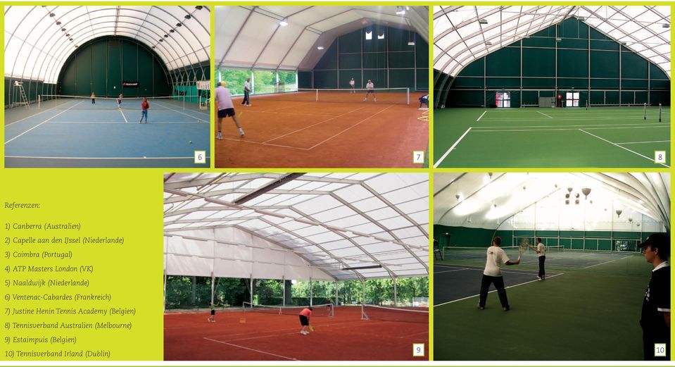 Ventenac-Cabardes (Frankreich) 7) Justine Henin Tennis Academy (Belgien) 8)