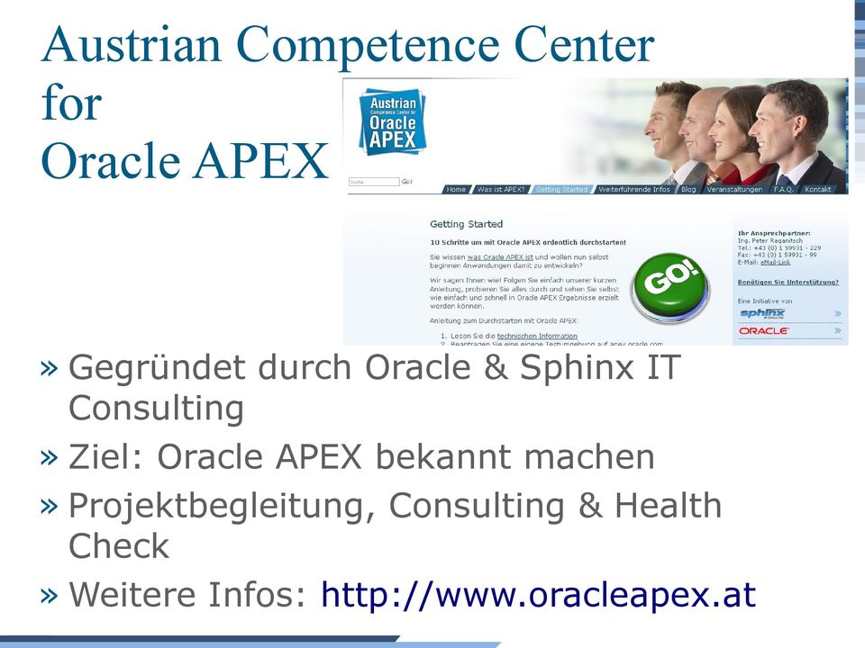 Oracle APEX bekannt machen» Projektbegleitung,