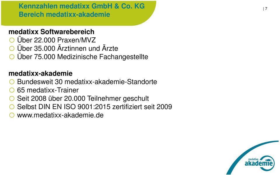 000 Medizinische Fachangestellte medatixx-akademie o Bundesweit 30 medatixx-akademie-standorte o