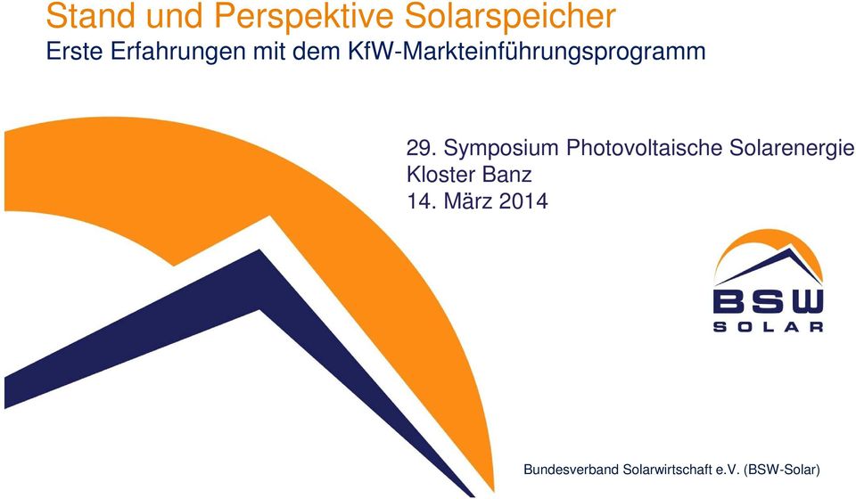 Symposium Photovoltaische Solarenergie Kloster Banz