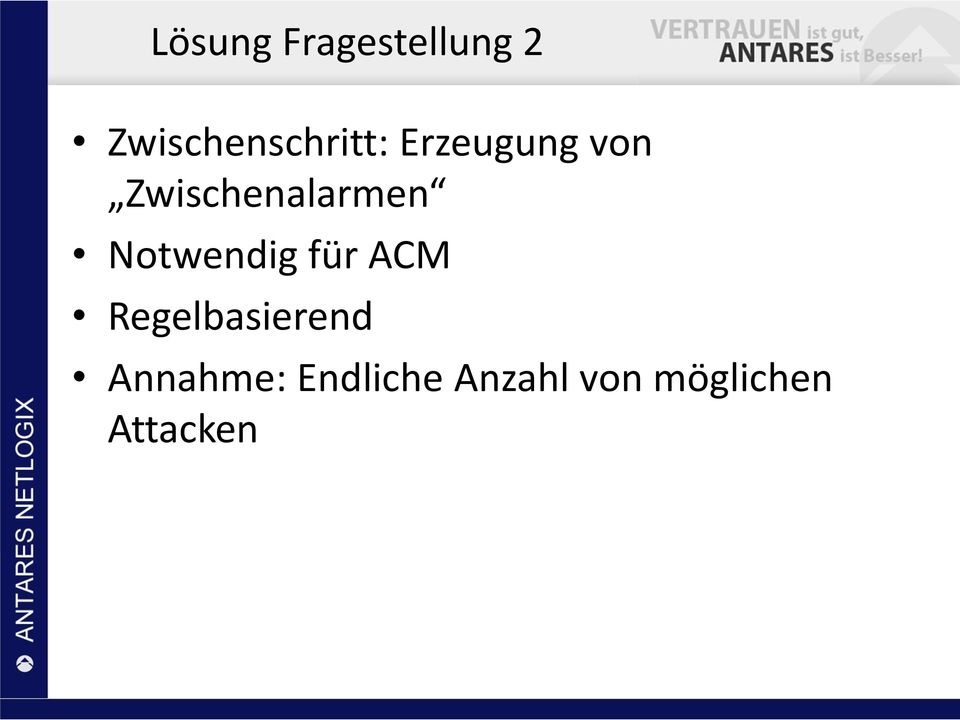 Zwischenalarmen Notwendig für ACM