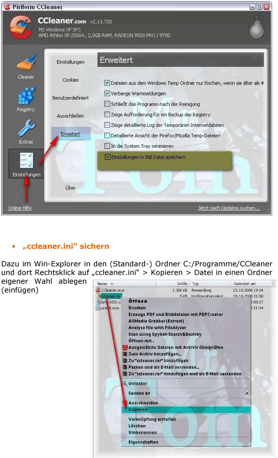 (Standard-) Ordner C:/Programme/CCleaner und