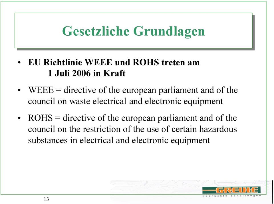 electronic equipment ROHS = directive of the european parliament and of the council on