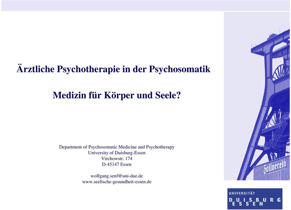Psychotherapy University of Duisburg-Essen
