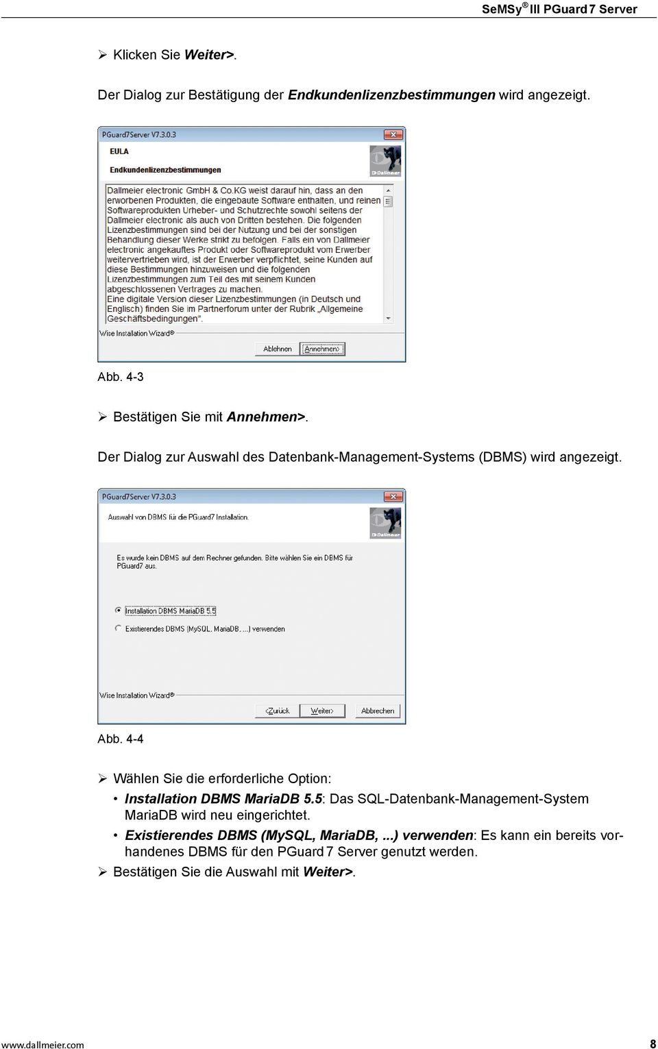 4-4 ¾¾Wählen Sie die erforderliche Option: Installation DBMS MariaDB 5.